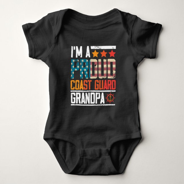 Body Para Bebê Guarda costeira avô veterano Patriota dos EUA Band (Frente)