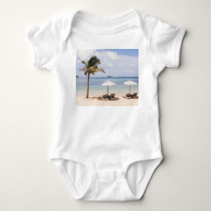 Body Para Bebê Guardas-chuvas tropicais de praia: branco, palma.