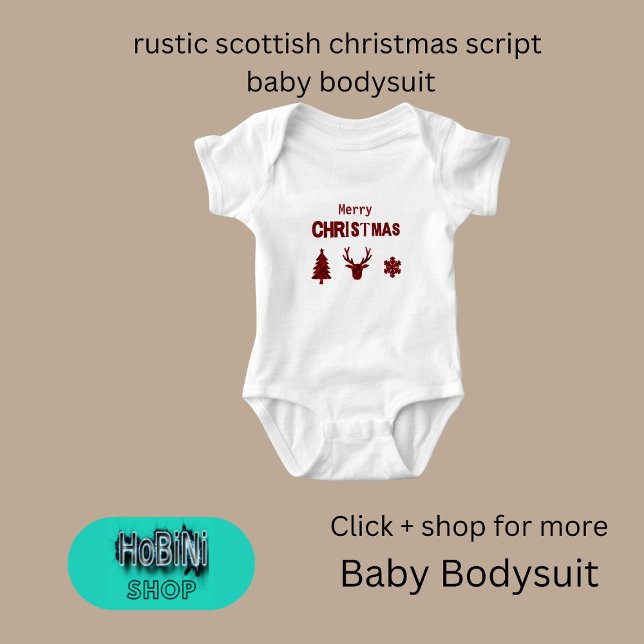 Body Para Bebê guião de natal escocês russa (rustic scottish christmas script baby bodysuit)