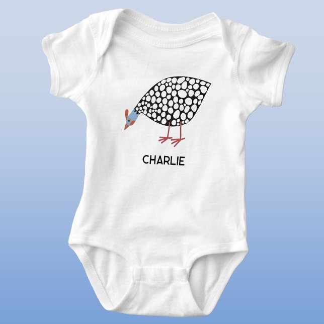Body Para Bebê Guineense Personalizado (Fun Guineafowl personalized custom name baby bodysuit)