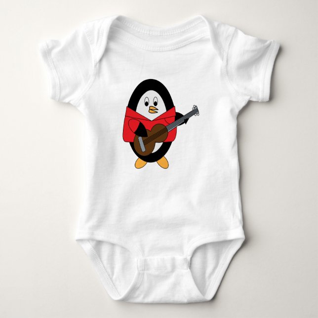 Body Para Bebê Guitar Penguin Cute Animal (Frente)