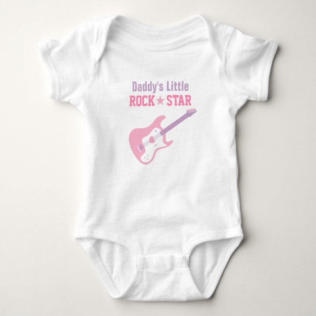 Body Para Bebê Guitarra Rosa pai Pequena Rock Star Para Meninas (Frente)