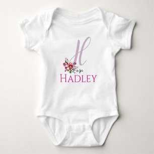 Body Para Bebê Hadley Name Reveal Floral - Letra H Rapariga Whims