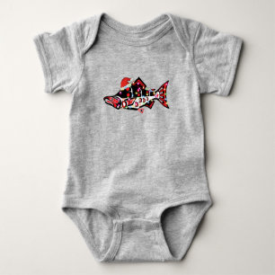 Body Para Bebê Haida Salmon Symbolismo Ornaísmo Único Natal