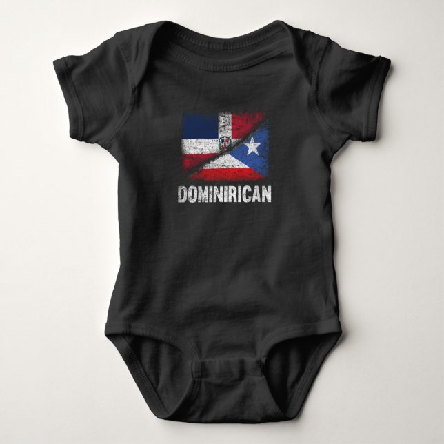 Body Para Bebê Half Dominican Half Puerto Rican Flag Dominicano (Frente)