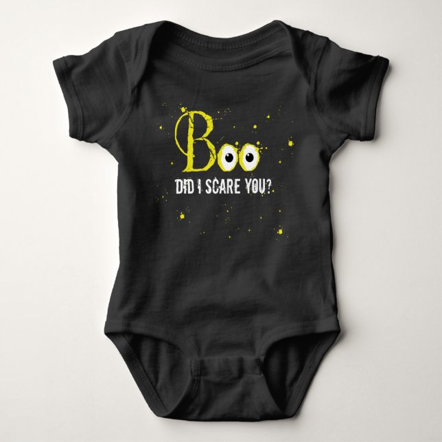 Body Para Bebê Halloween Boo Spooky Eyes Black Yellow (Frente)