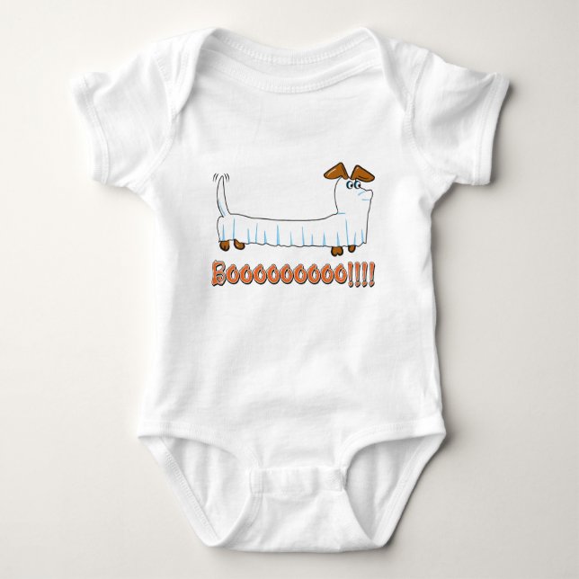 Body Para Bebê Halloween Dachshund Boo (Frente)