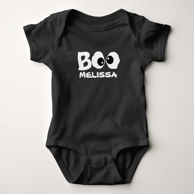 Body Para Bebê Halloween Fofo Fantasioso Bebê Fantasma Olhos Boo (Frente)