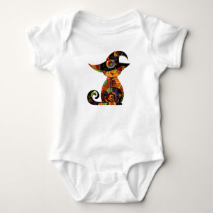 Body Para Bebê Halloween/místico/gato/queda