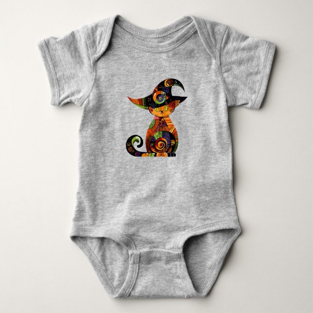Body Para Bebê Halloween/místico/gato/queda (Frente)