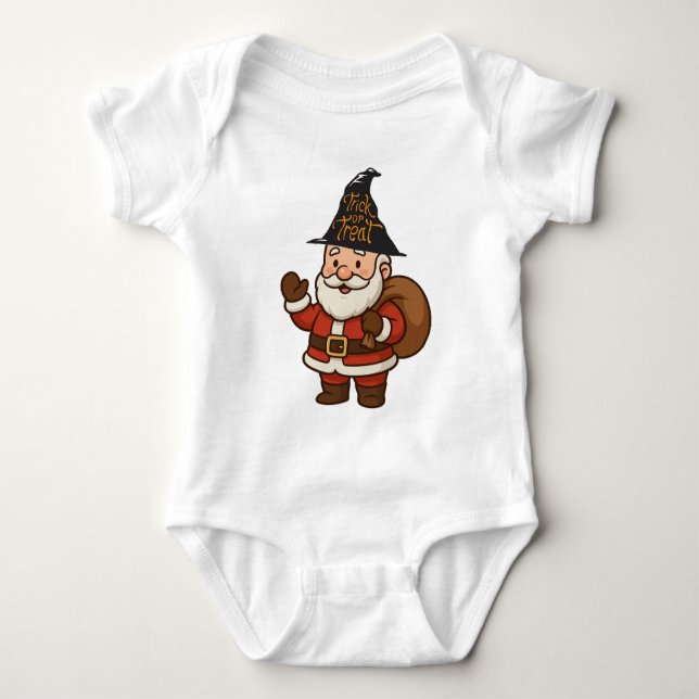Body Para Bebê HALLOWEEN SANTA CLAUS TRICK OU TREAT T-Shirt (Frente)