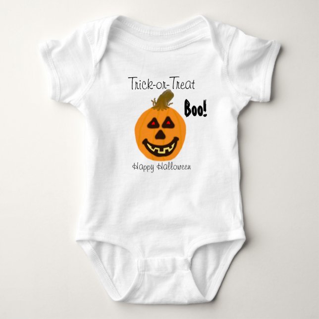 Body Para Bebê Halloween sorrindo de abóbora-a-bico (Frente)