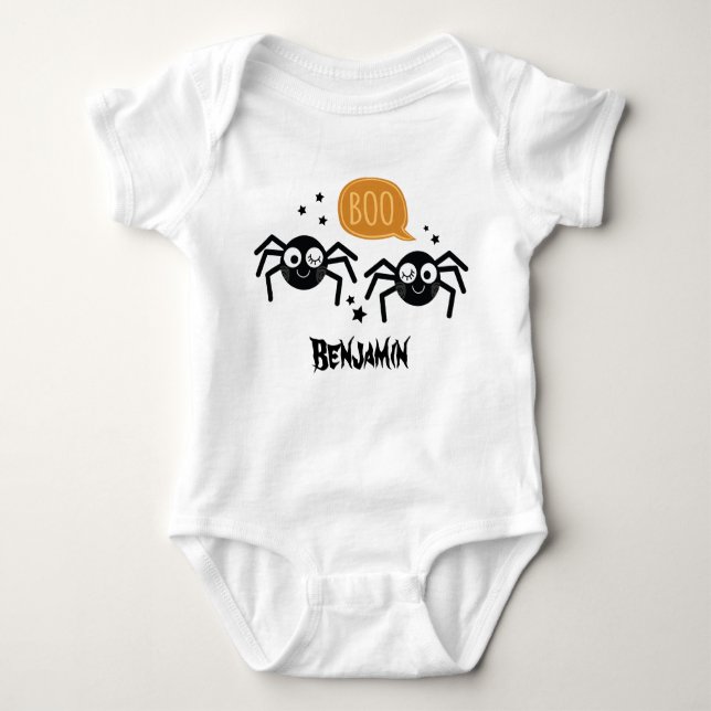 Body Para Bebê Halloween Spider Personalizado Baby T-shirt (Frente)
