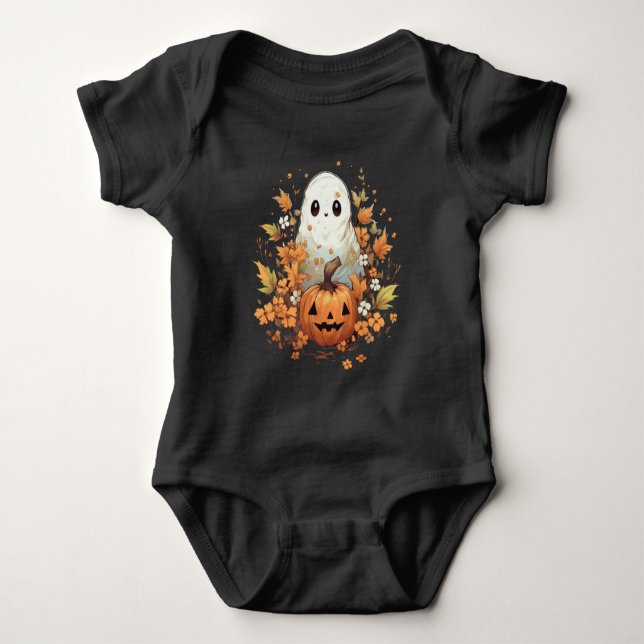 Body Para Bebê Halloween Spooky Ghost Pumpkin (Frente)