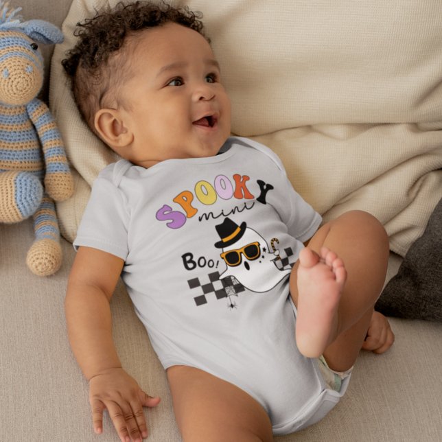 Body Para Bebê Halloween Spooky Mini Retrófico fantasma divertido (Criador carregado)