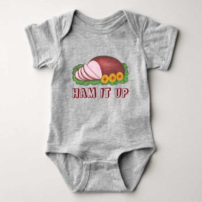 Body Para Bebê HAM IT UP Holiday Ham Pineapple Janto de Natal (Frente)