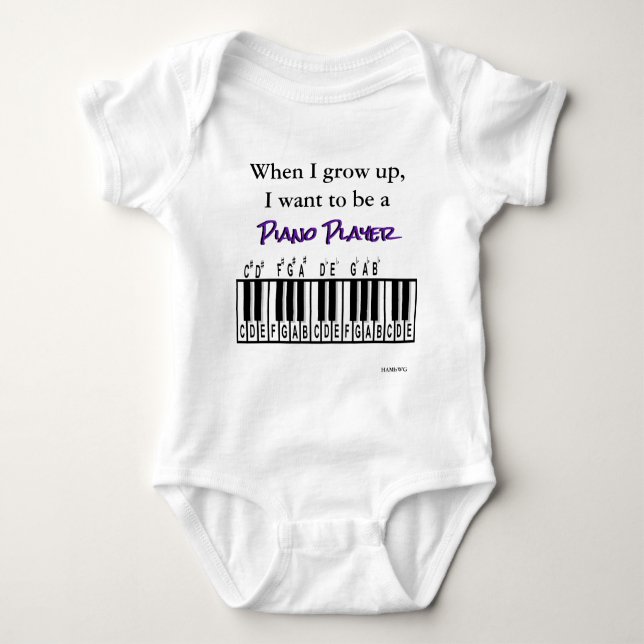 Body Para Bebê HAMbyWG - Romper, T-shirt, Snap T - Piano Player (Frente)