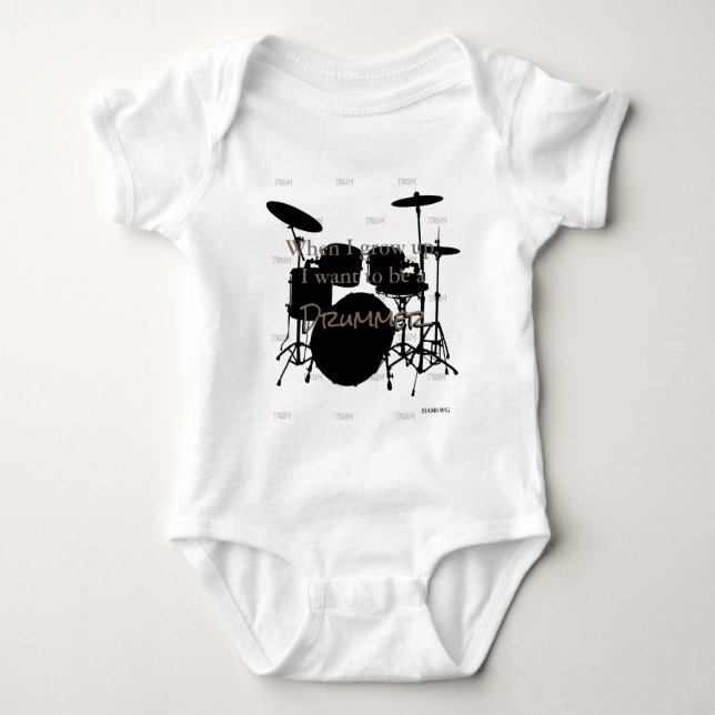 Body Para Bebê HAMbyWG - Romper, T-shirt, Snap T - Tema de Bateri (Frente)