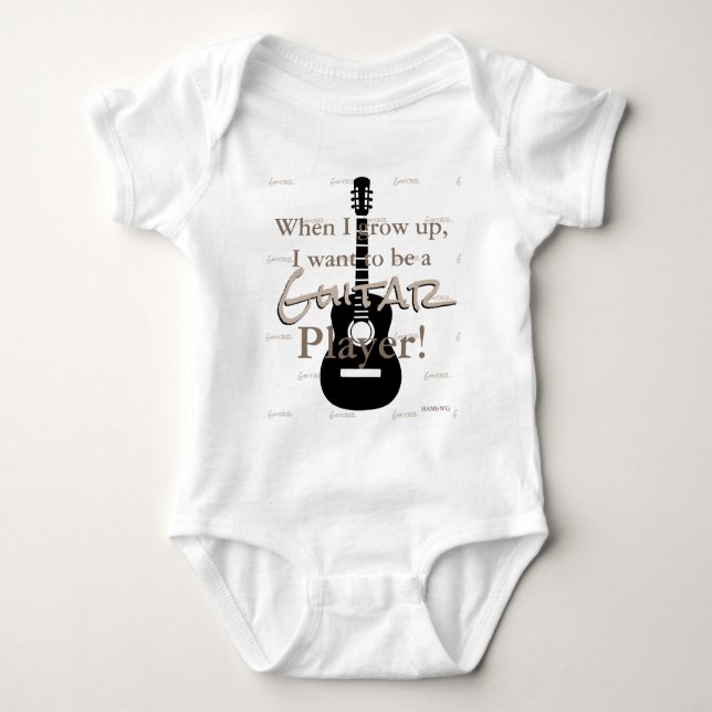 Body Para Bebê HAMbyWG - Romper, T-shirt, Snap T - Tema de Guitar (Frente)