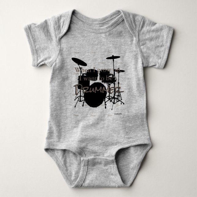 Body Para Bebê HAMbyWG - Romper, T-shirt, Snap T - Tema do tambor (Frente)