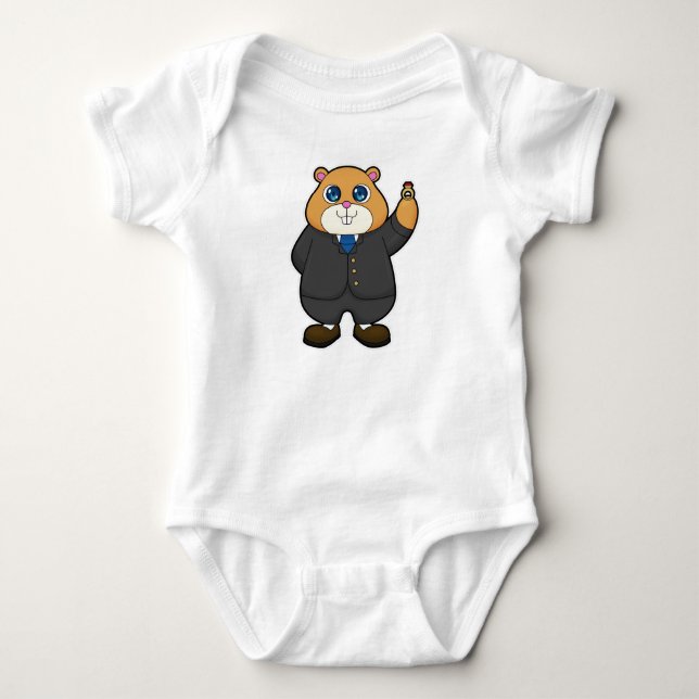 Body Para Bebê Hamster como Noivo com Aliança de Casamento (Frente)