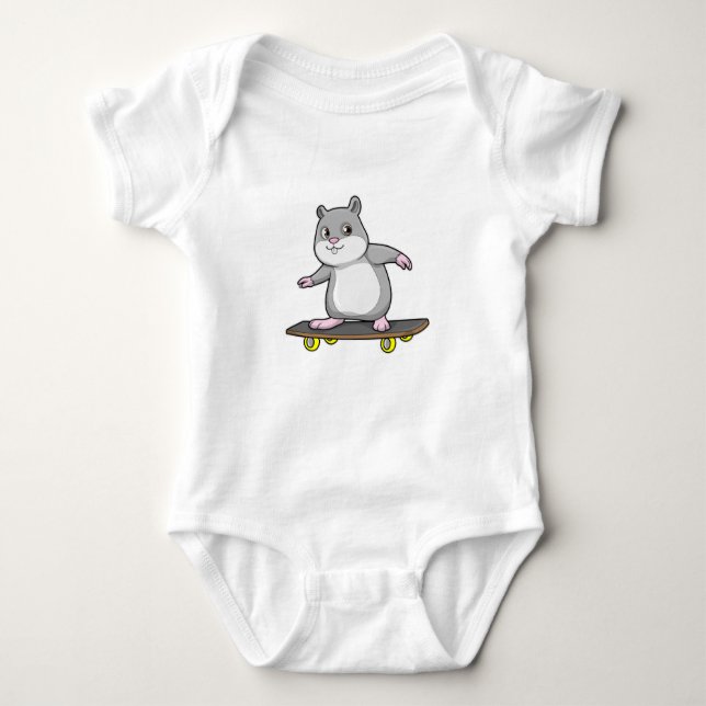 Body Para Bebê Hamster como Patinador com skate (Frente)