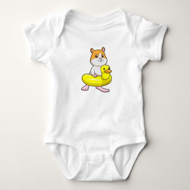 Body Para Bebê Hamster em Beach com Duck como anel de Natação (Frente)