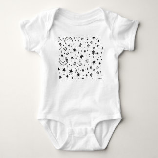 Body Para Bebê Hand Drawn Celestial Night Sky Pattern