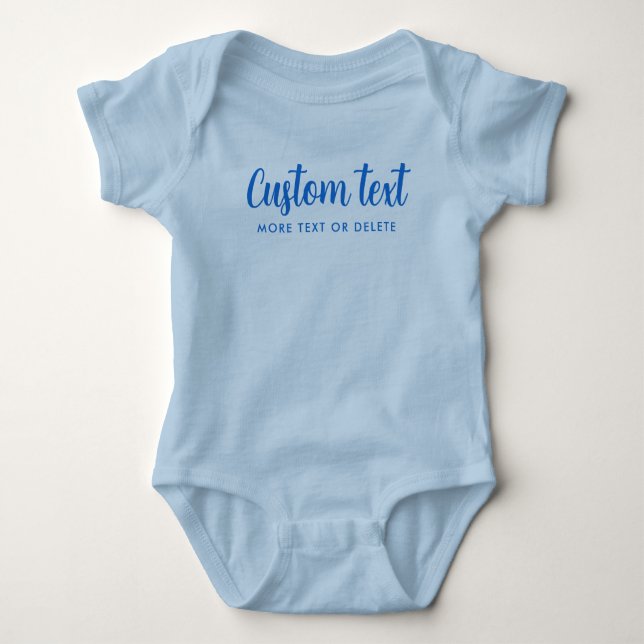Body Para Bebê Handwritten Text Name Template One-Pieces Blue Boy (Frente)