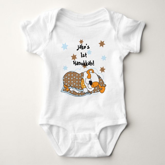 Body Para Bebê Hanukkah Baby Body Suit/dog/Brown Orange (Frente)