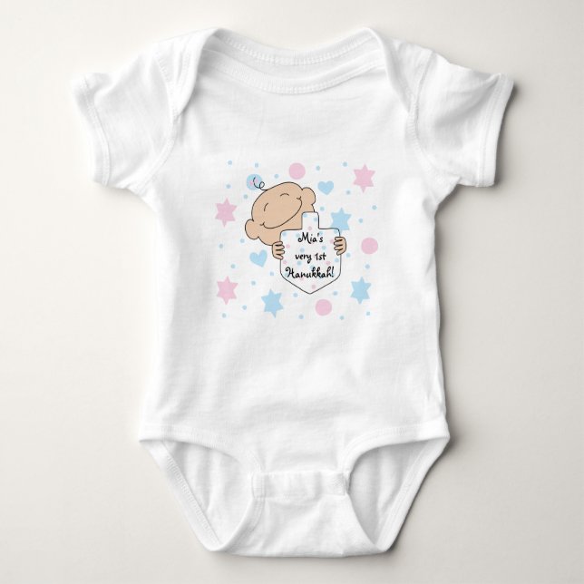 Body Para Bebê Hanukkah Baby Girl's Tu Body Suit (Frente)