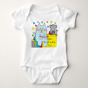 Body Para Bebê Hanukkah Baby Jersey Body Suit/Blue Cat and Mouse