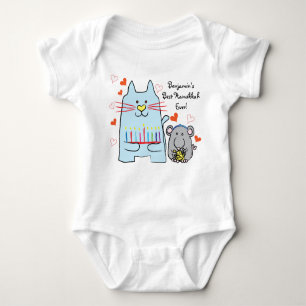 Body Para Bebê Hanukkah Baby Jersey Body Suit/Blue Cat and Mouse