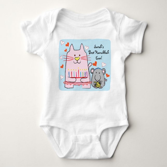 Body Para Bebê Hanukkah Baby Jersey Body Suit/Cat and Mouse (Frente)