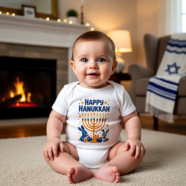 Body Para Bebê Hanukkah Dreidels & Doughnuts & Diapers, Oh My (Hanukkah Dreidels & Doughnuts & Diapers, Oh My Baby Bodysuit)