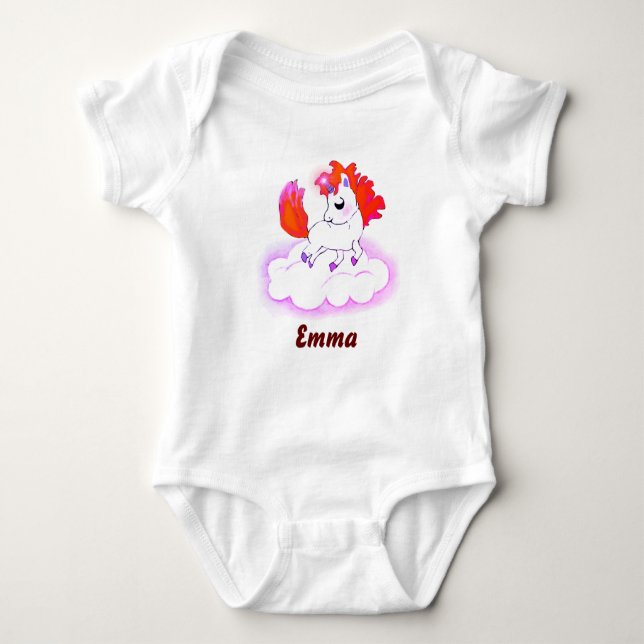 Body Para Bebê Happiness cute magic unicorn (Frente)