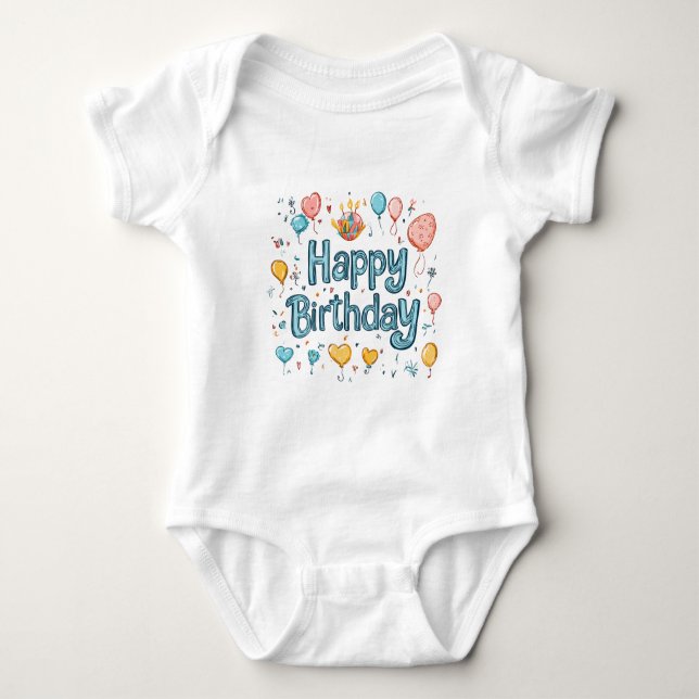 Body Para Bebê Happy 1st Birthday – Cute balloon (Frente)