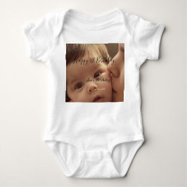 Body Para Bebê Happy 1st birthday name photo date stylish calligr