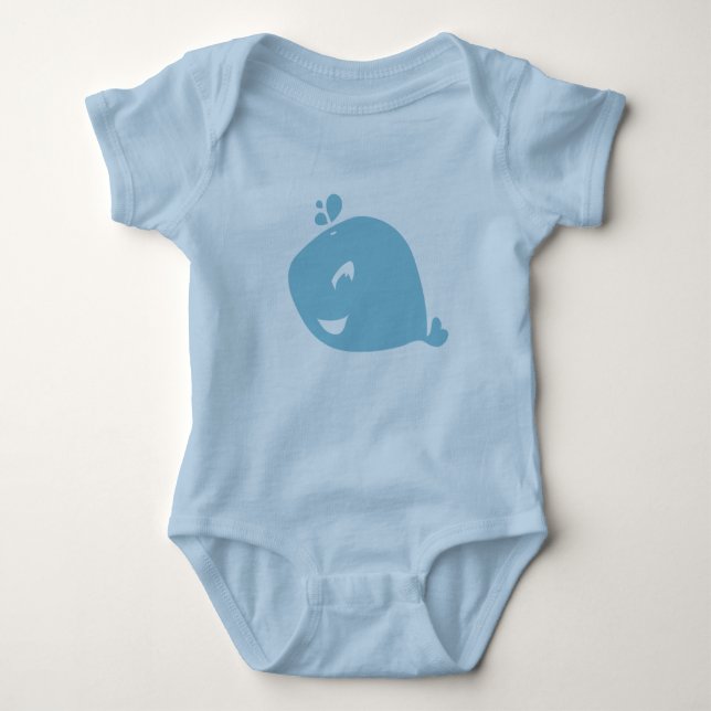 Body Para Bebê Happy Cute Blue Whale (Frente)