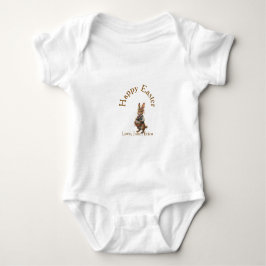 Body Para Bebê Happy Easter brown bunny with eggs love add name 