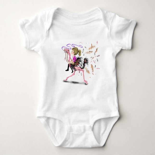 Body Para Bebê Happy Girl and Ostrich - Equipe de corridas - Dese (Frente)