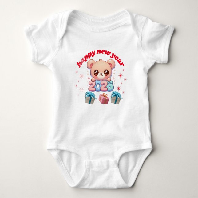 Body Para Bebê Happy New Year 2026 Baby Bodysuit  (Frente)