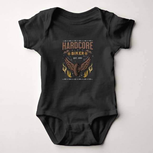 Body Para Bebê Hardcore Biker Gold t-shirt (Frente)