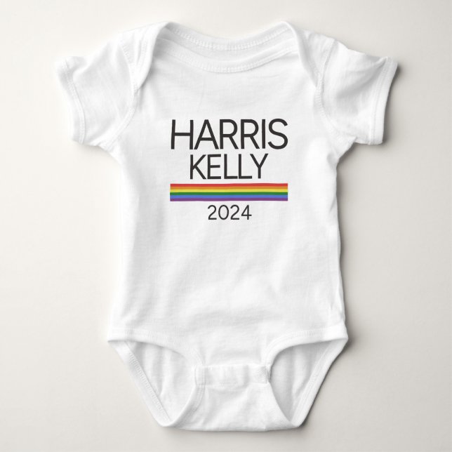 Body Para Bebê Harris Kelly 2024 LGBTQ Rainbow Pride Flag (Frente)