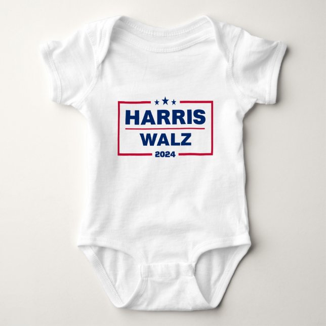 Body Para Bebê Harris Walz 2024 Kamala Harris Tim Walz Eleição (Frente)