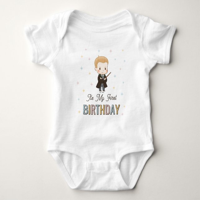 Body Para Bebê Harry Potter Chibi Draco Malfoy Mago Aniversário (Frente)