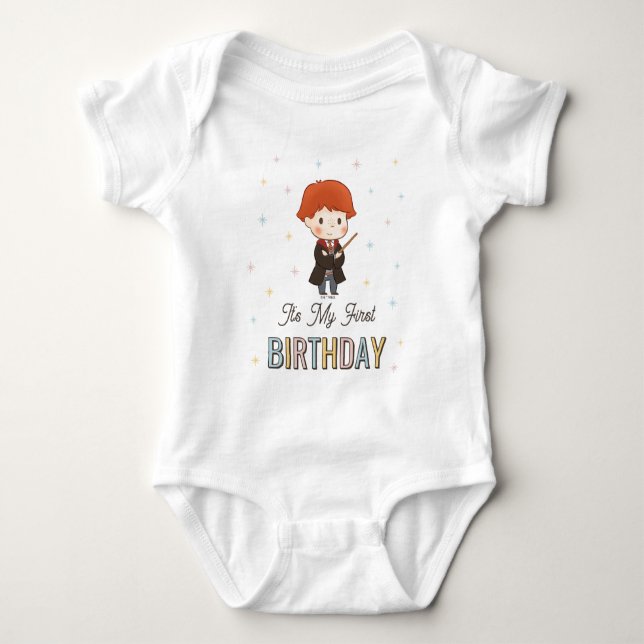 Body Para Bebê Harry Potter Chibi Ron Weasley Mago Aniversário (Frente)