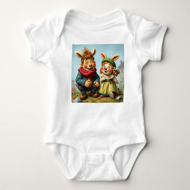 Body Para Bebê Hasenkinder im Frühlingsdorf  (Frente)