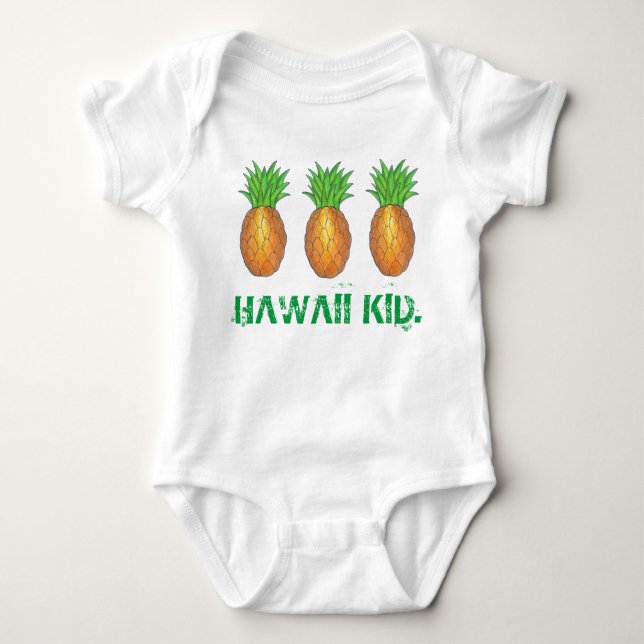 Body Para Bebê Hawaii Kid Ilha Tropical do Havaí - Abacaxi (Frente)
