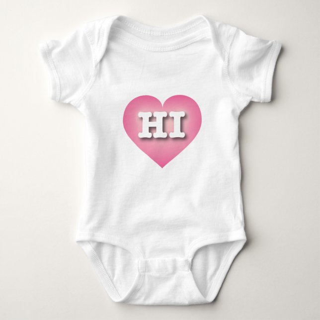 Body Para Bebê Hawaii Pink Fade Heart - Eu amo HI (Frente)